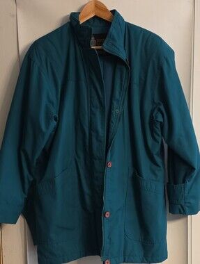 Vintage London Fog Teal Mid-Length Coat Button Zip Closure M/L Women